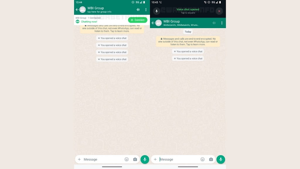 whatsapp voice chat features for groups